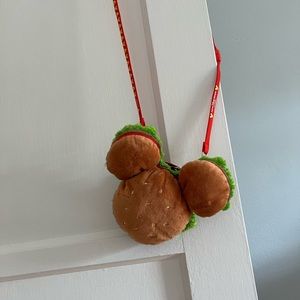 Disney Mickey Hamburger head shoulder Bag Coin bag phone bag Wallet Plush Toy